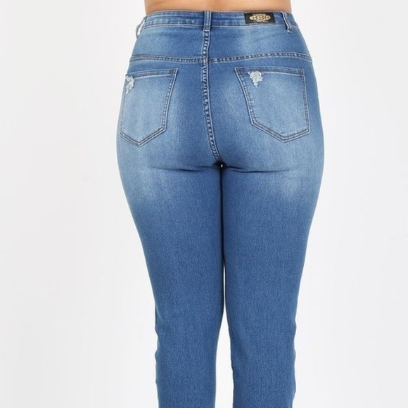 High Waist Distressed Jeans 🩷LIVE show item - Picture 3 of 3